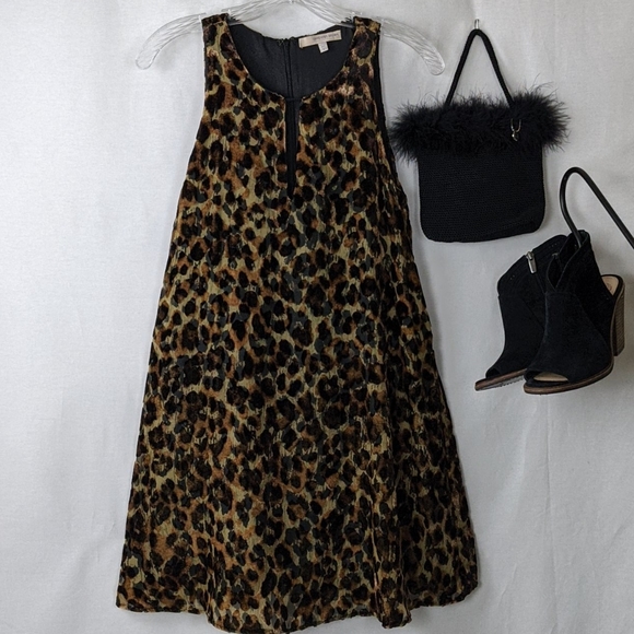 LAVENDAR BROWN  Leopard Print Velvet Textured Dress - Picture 5 of 8